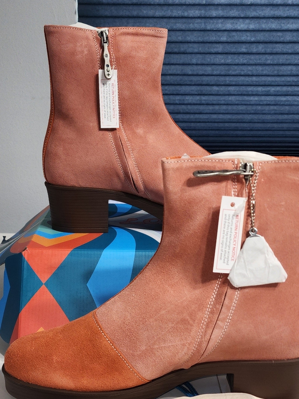 Women's Suede Ankle Boots in Orange/Pink Size 10